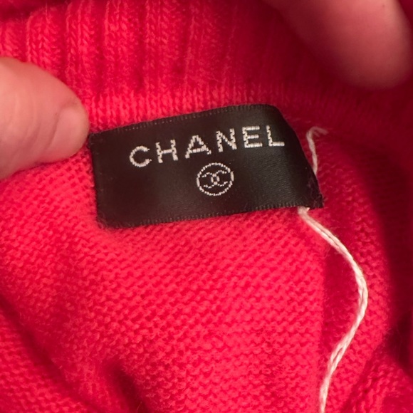 Vintage Chanel coral cashmere Cowl Neck Sweater dress stone embellishments - Picture 9 of 10
